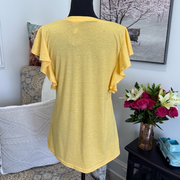 Yellow Ruffled Flutter Sleeve Blouse - Picture 3 of 6